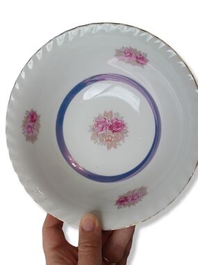 Vintage China Porcelain Small Serving Bowl Dish Dinnerware Gold Rim Floral